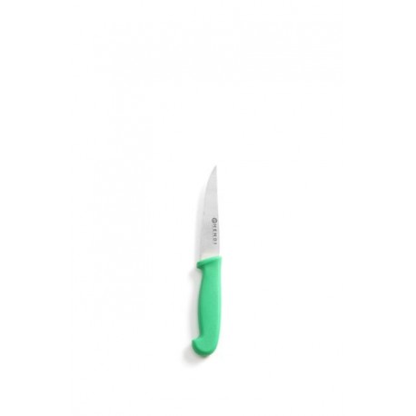 Nóż uniwersalny z ząbkowanym ostrzem HACCP - 100 mm, zielony